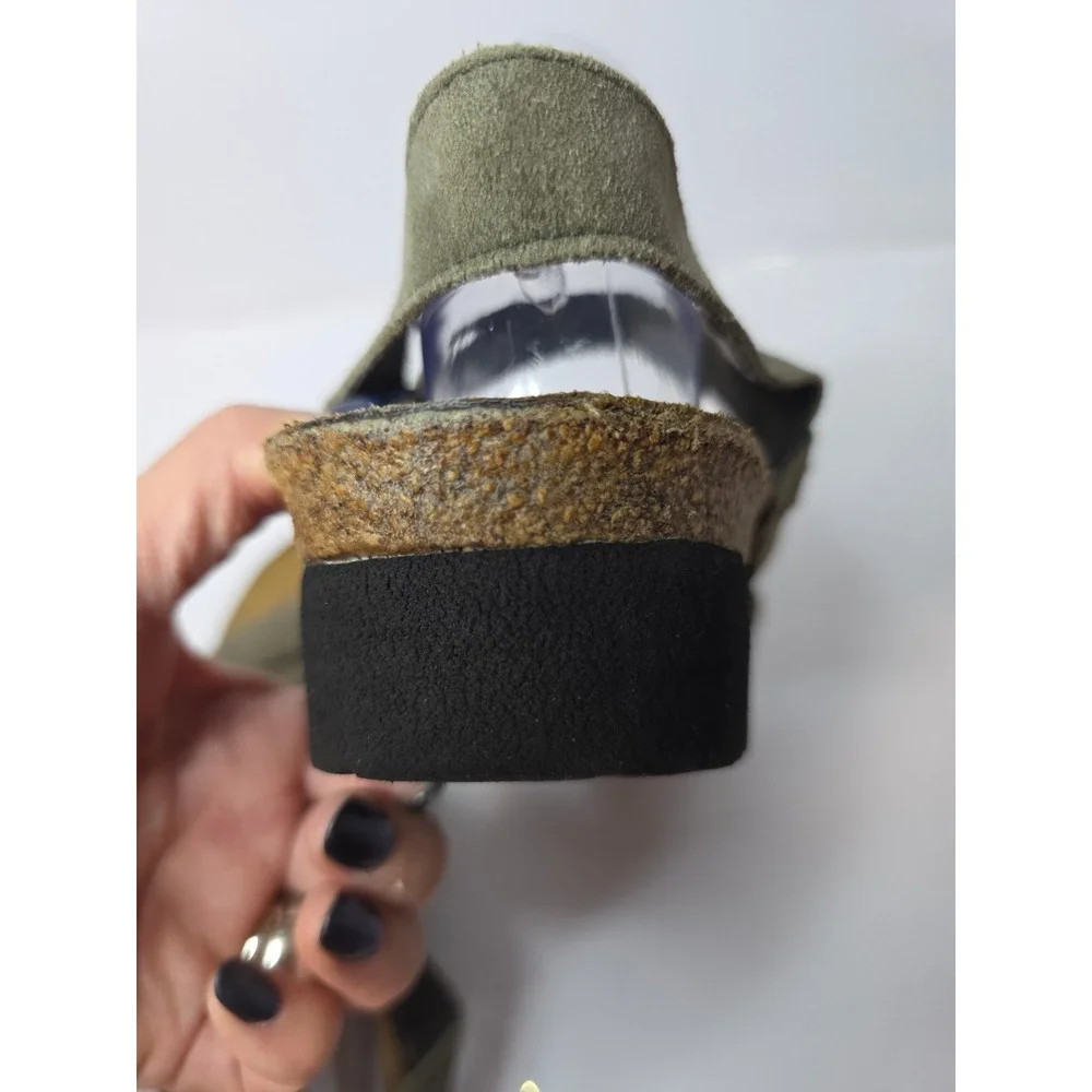 Naot Kayla Olive Green Suede Platform Wedge Sandals EU 42 US 11 Comfy Hippie